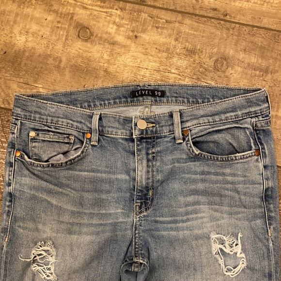 LEVEL 99 ANTHRO Nevis Wash Distressed Tomboy Straight Jeans 30 - Picture 5 of 8